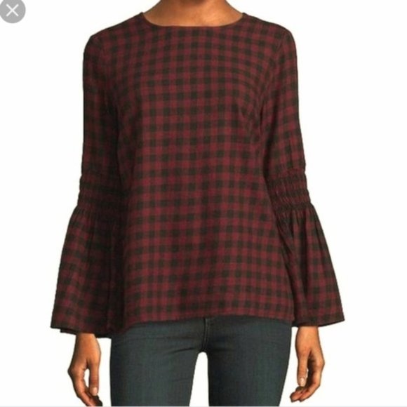 Beach Lunch Lounge Roberta Bell Sleeve Smocked Top L - Picture 2 of 16